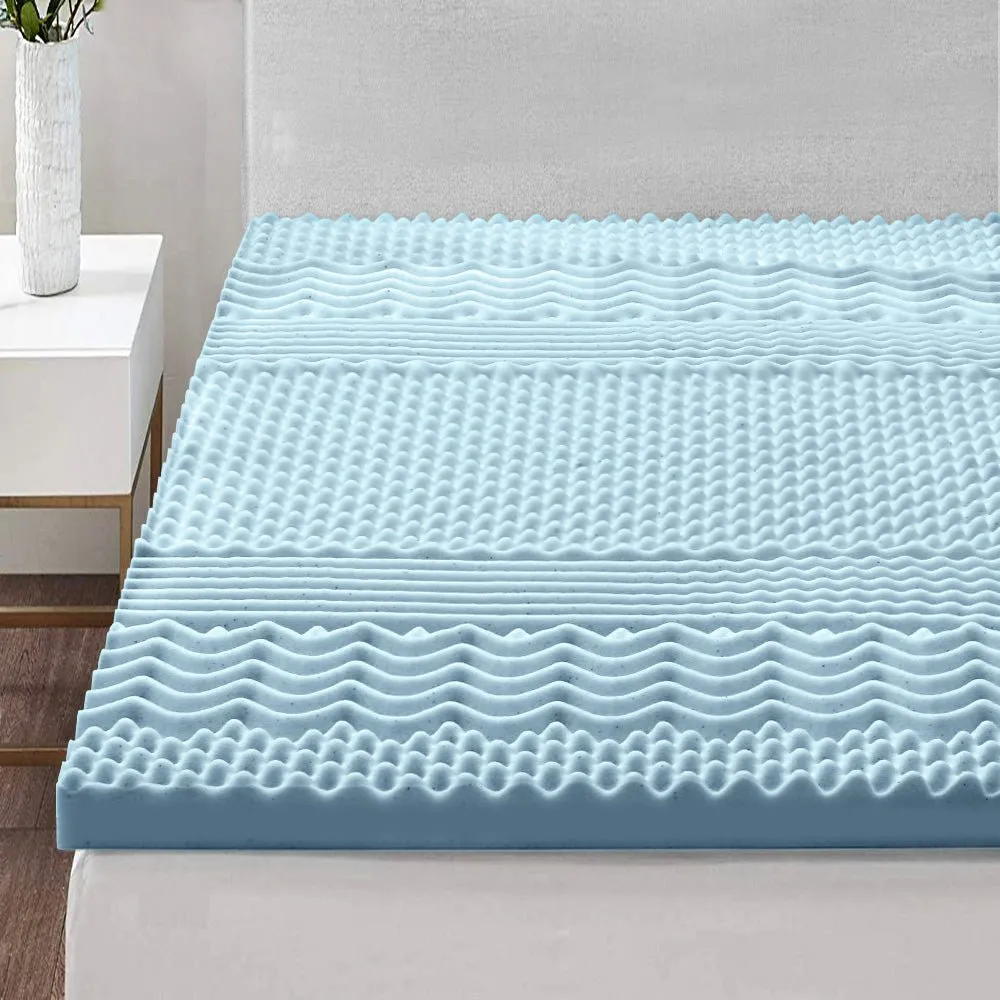 Cool Gel 7-zone Memory Foam Mattress Topper w/Bamboo Cover 5cm - King