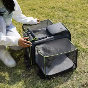 Expandable Pet Carrier Backpack with Mesh Windows
