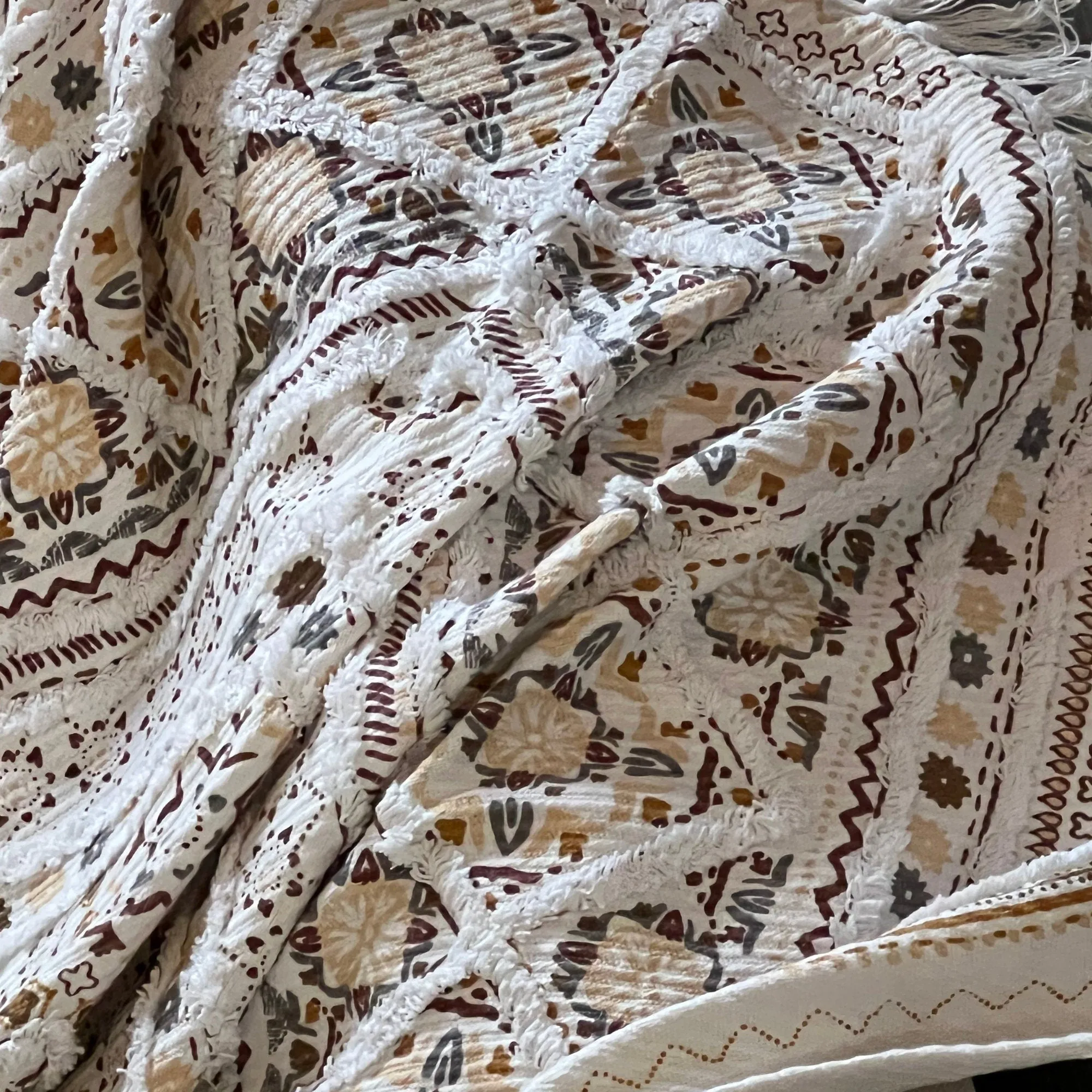 Handmade Boho Throw Blanket For Couch, Tufted Throw Blanket, Woven Throw Blanket, Bohemian Decor, Unique Gift for her