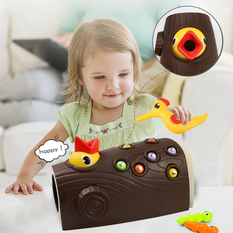 Magnetic Worm Catching Woodpecker Kids Toy