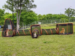 Portable Cat Playpen Outdoor Enclosures - Folding Play Tent Tunnel Cube Compound Pet House for Cat Puppy Dog Rabbit