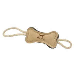 Tall Tails 16" Natural Leather & Wool Bone Tug